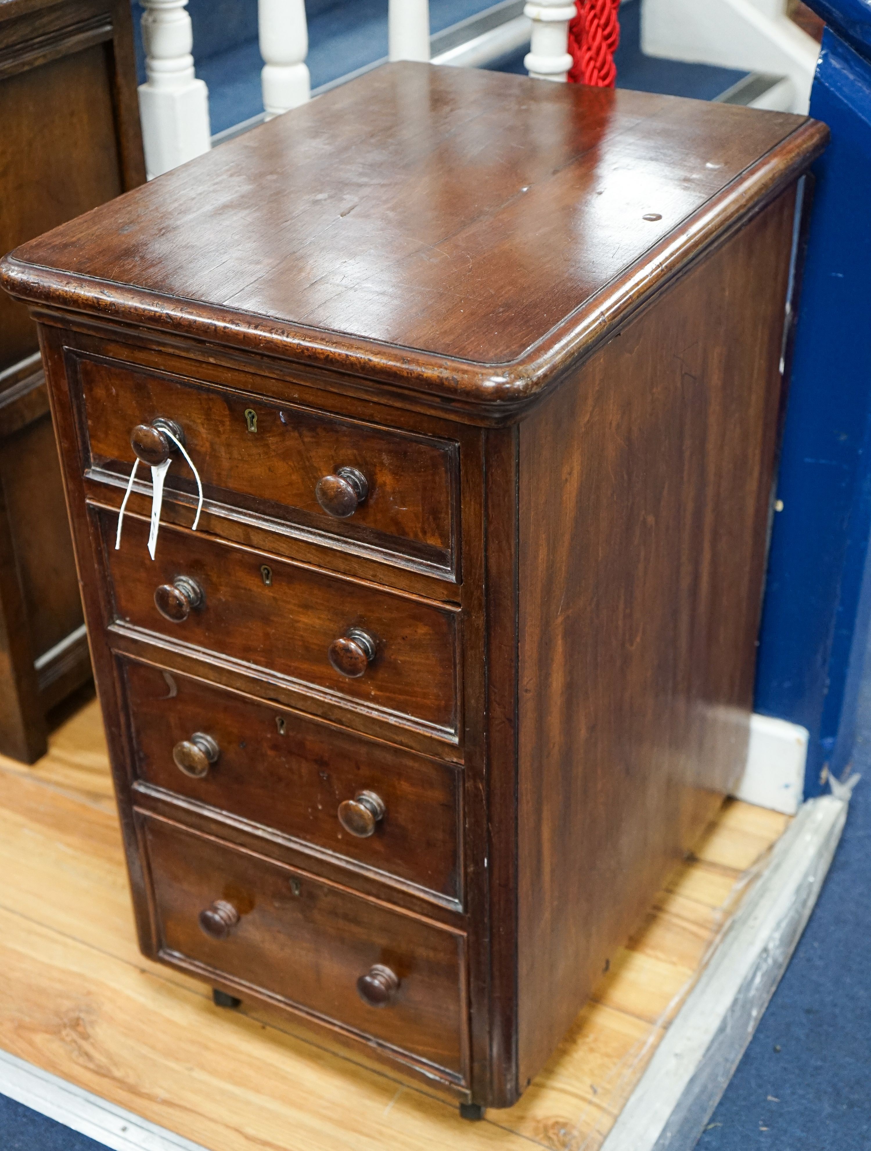 A Victorian mahogany bedside chest, width 41cm, depth 53cm, height 69cm